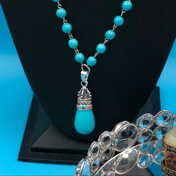 NWT TURQUOISE LONG NECKLACE HANDMADE! - Picture 5 of 8